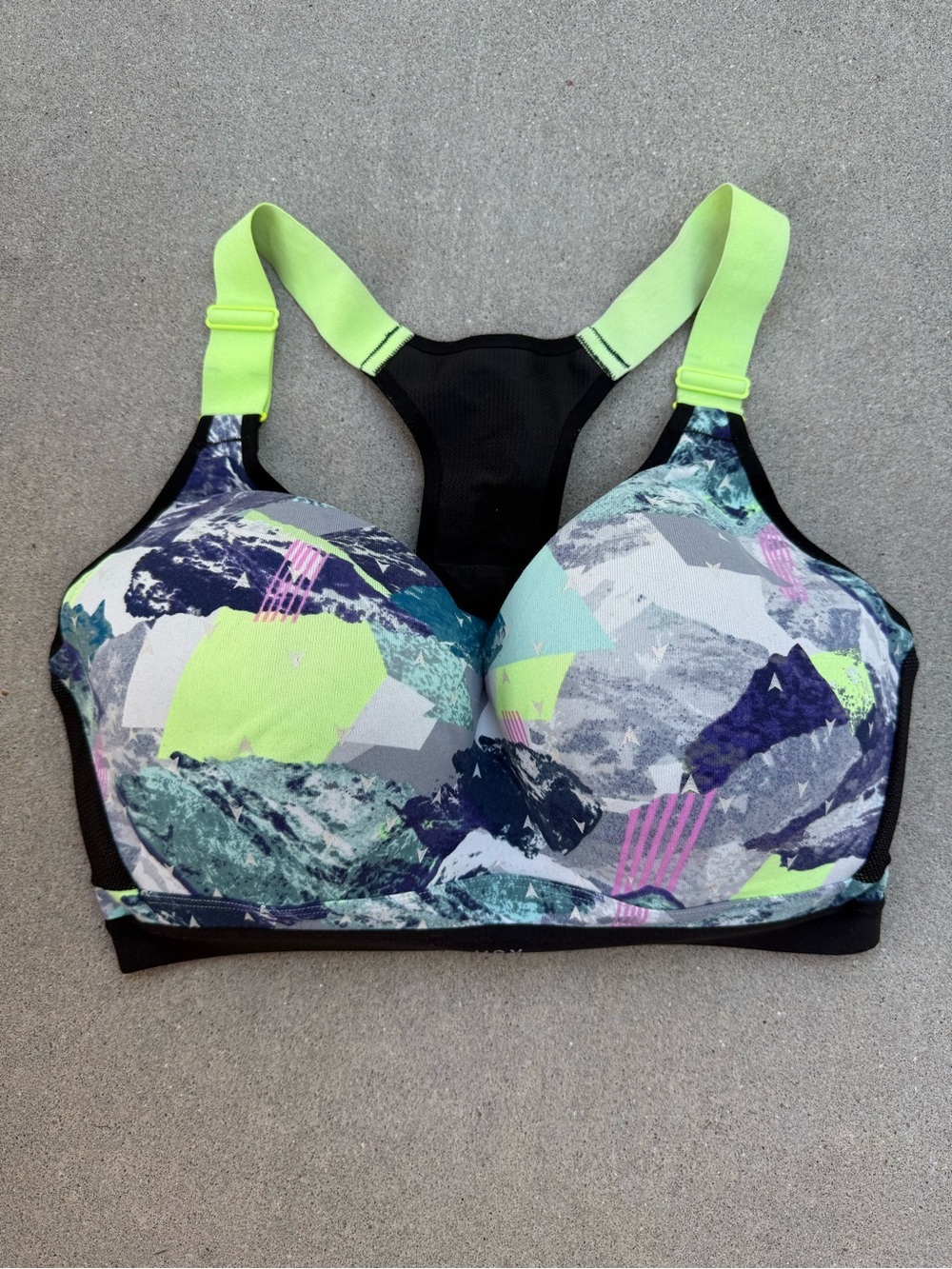 VSX Neon Green & Multi-Print Racerback Sports Bra